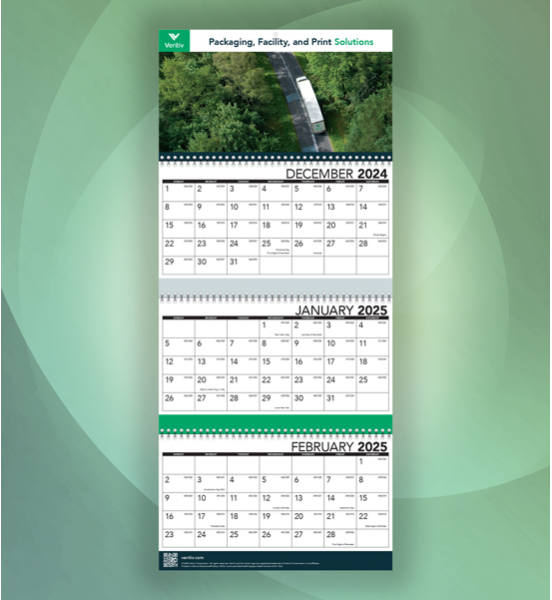 Veritiv Branded Three-Month Wall Calendar