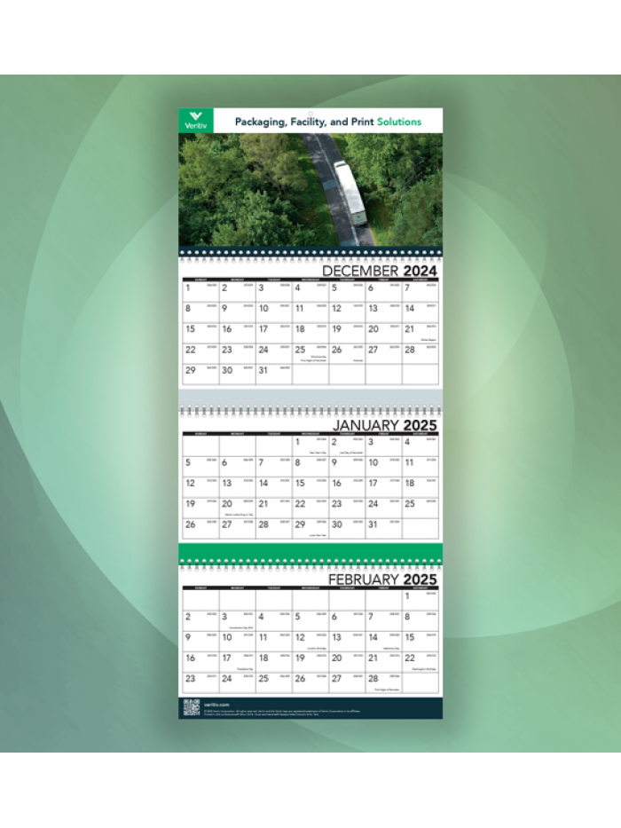 Veritiv Branded Three-Month Wall Calendar